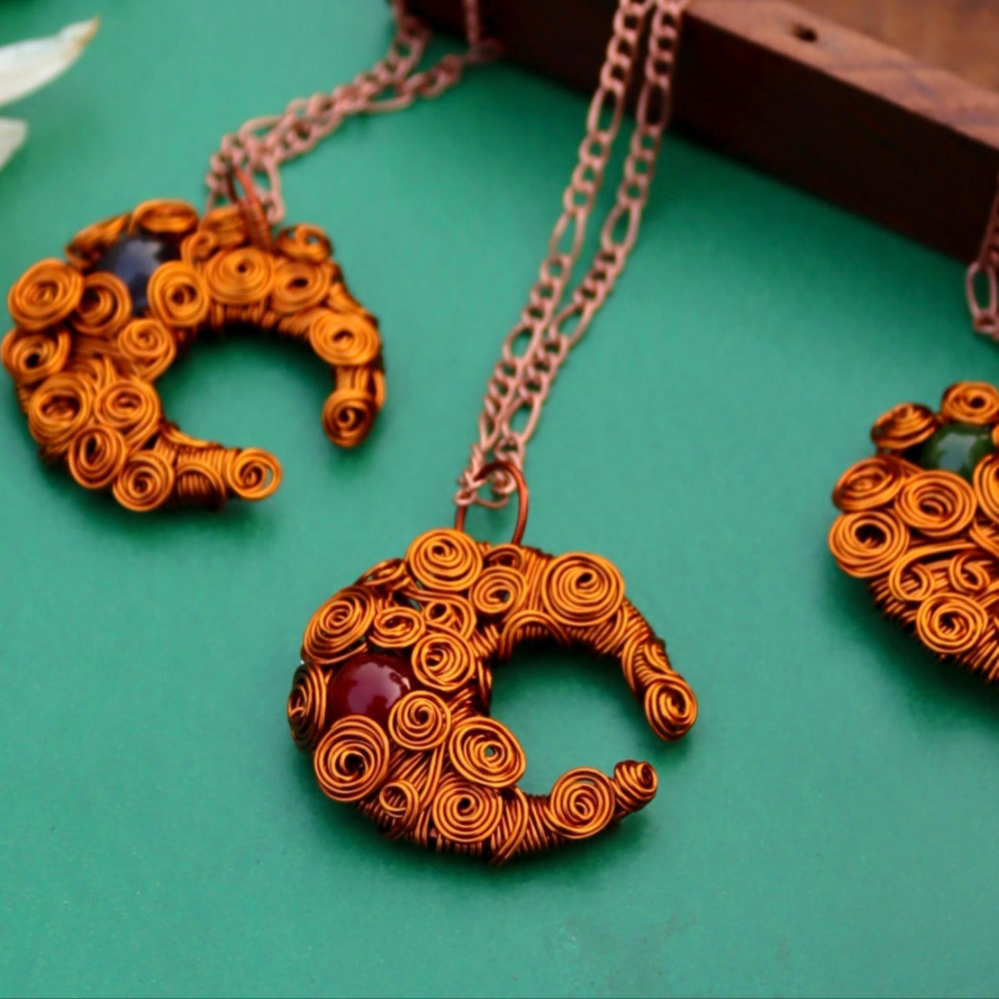 Copper Crescent Moon Pendant