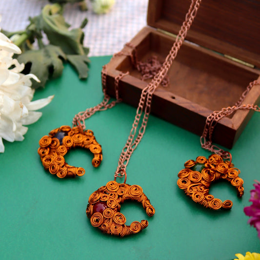 Copper Crescent Moon Pendant